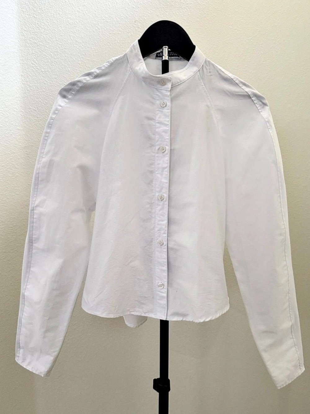 Zara Cotton White Mandarin Collar Shirt XS NWT